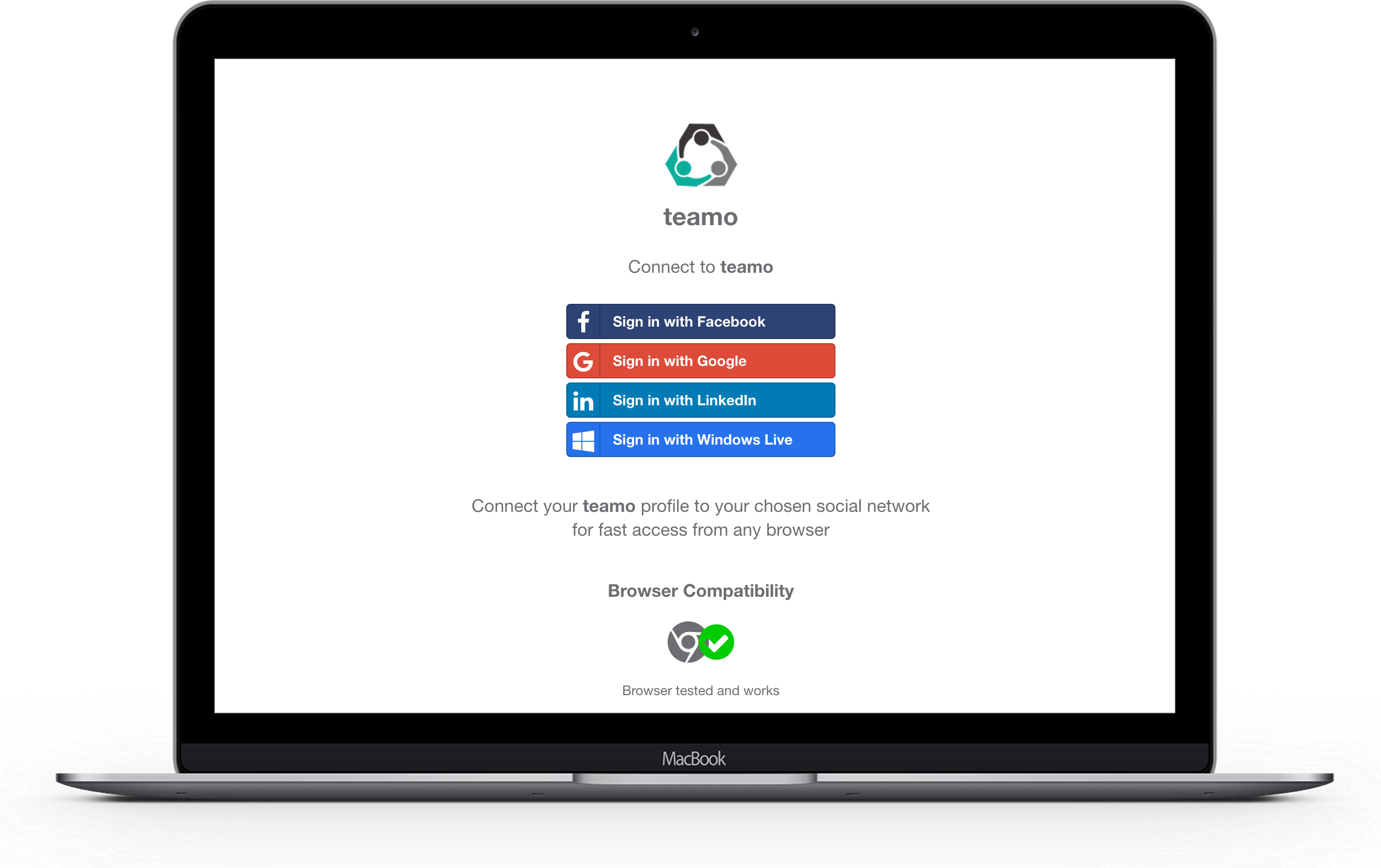 Use your social network to log into our team management app